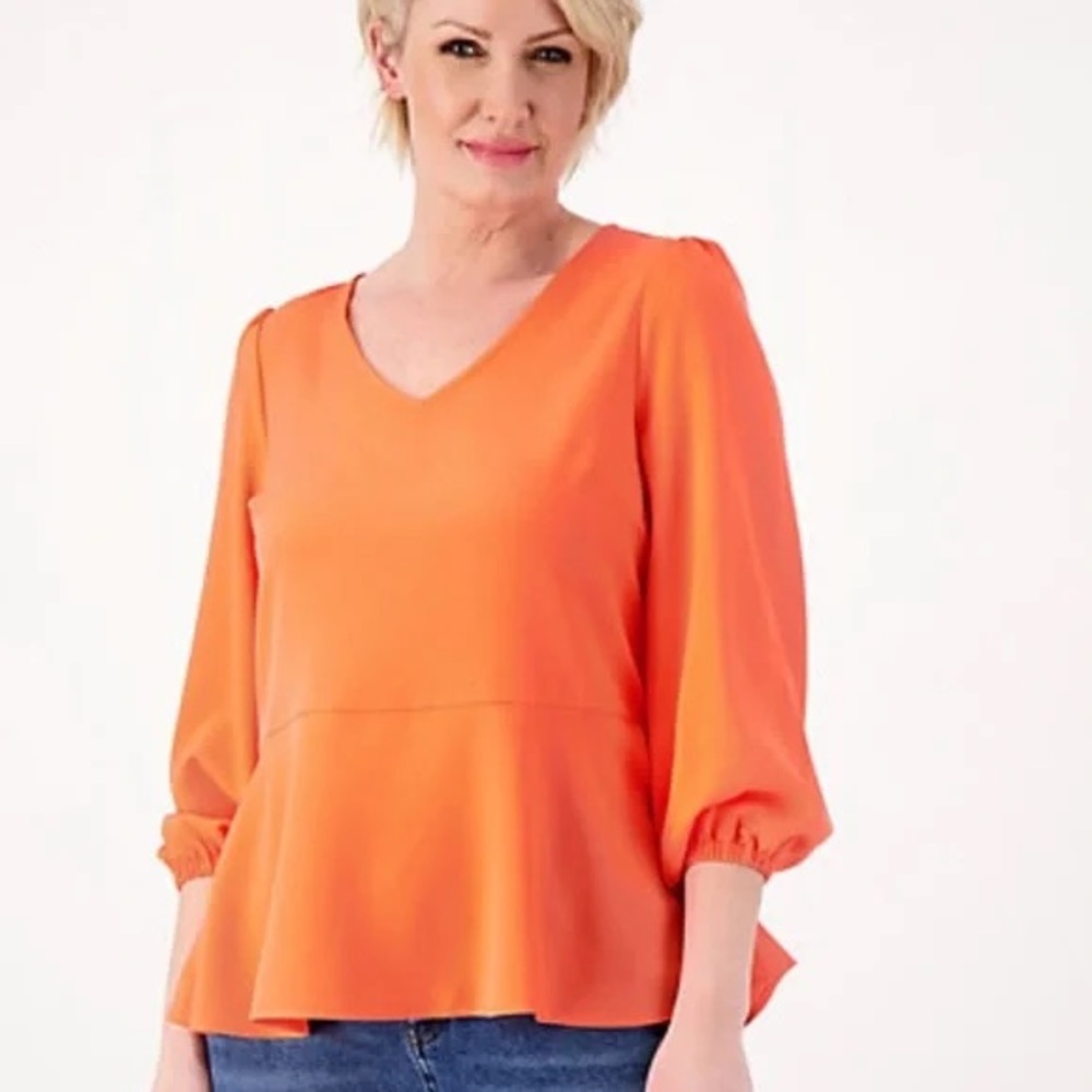 GIRL WITH CURVES Knit Crepe Peplum Top A591116